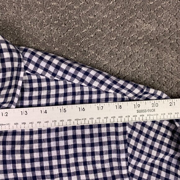 Vintage Ralph Lauren Linen Shirt Men's XL Blue White Gingham Check Button Down - Picture 9 of 11